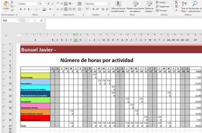 Modelo de calendario Excel