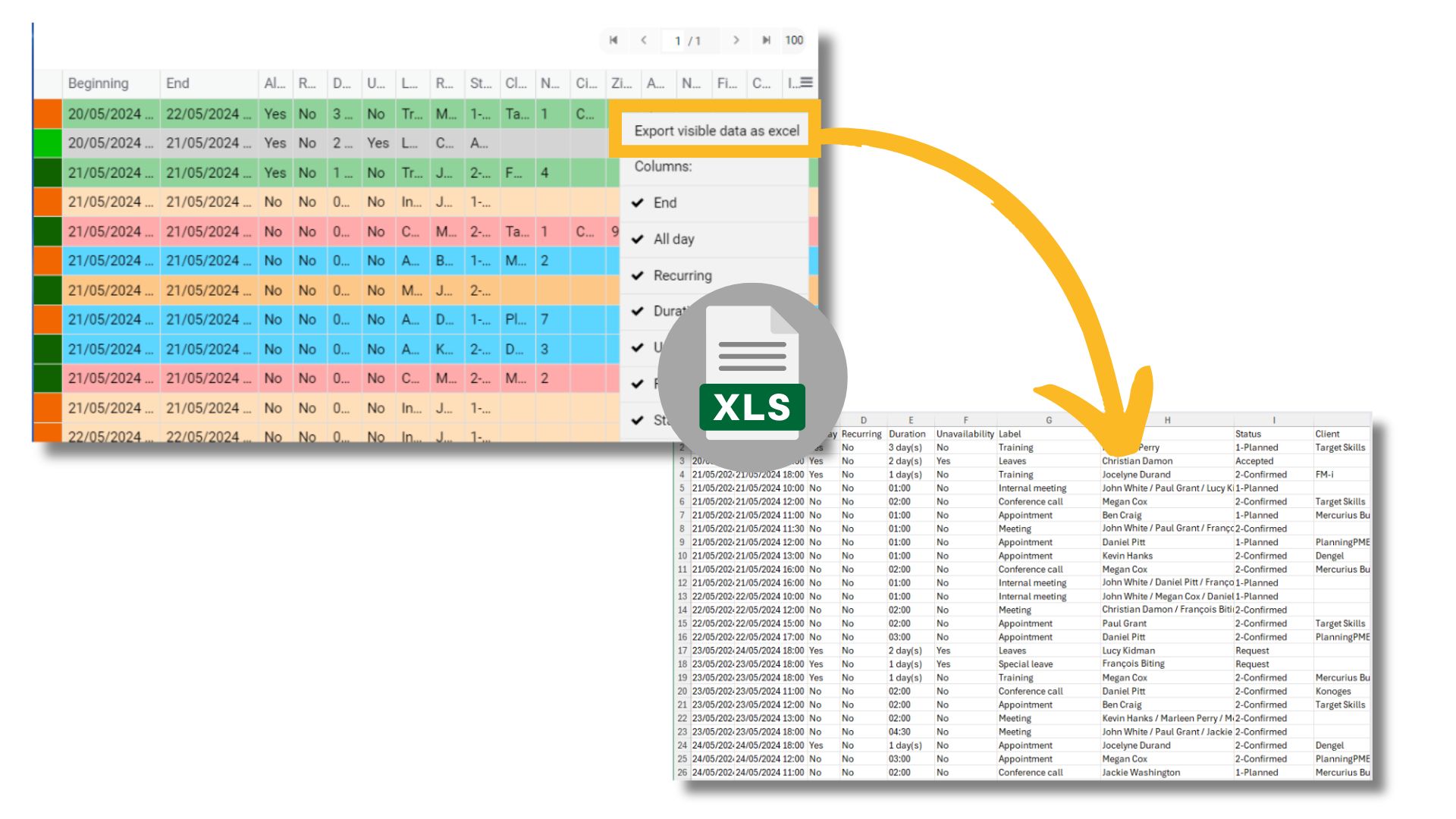 Exportar datos a Excel desde la vista de lista y otras listas