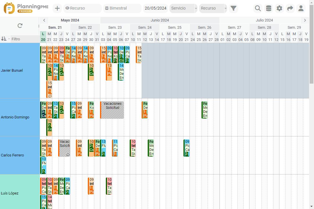 Visualizacin del contrato de trabajo en la planificacin